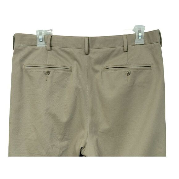 Lands End Mens Traditional Fit Cuffed Pants 36 X 29 Khaki Tan 100% Cotton - Picture 4 of 8